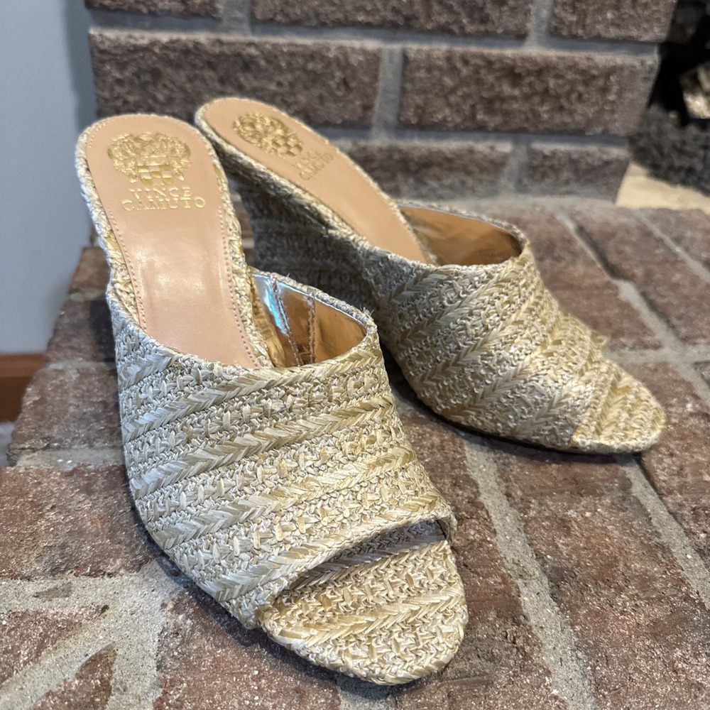 Vince Camuto Women's Wedge Sandals Vilty Elemental Straw Size 11 #522